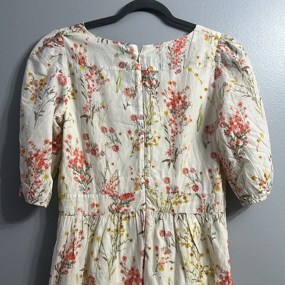 Ralph Lauren Floral Cream Maxi Dress with Orange/Yellow/Pink Print Size 10 - Picture 4 of 11